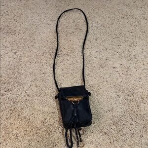 Kooba Dionne Crossbody Phone Pouch with fun tassel black leather